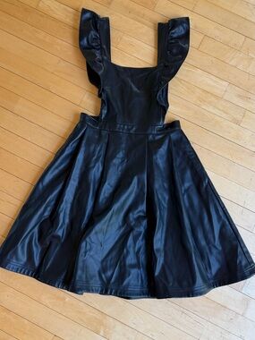 Anthropologie Maeve Vegan Leather Overalls Dress